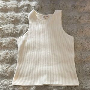 Marled Cream Ribbed Tank Top